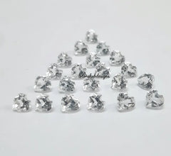 3MM, 4MM, 5MM Natural White Topaz Faceted Heart Cut Gemstone, AAA White Topaz Faceted Heart Loose Calibrated Cut Stone for jewelry