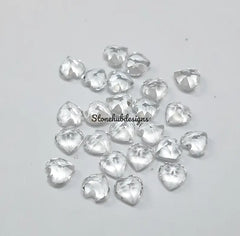 6MM, 7MM, 8MM Natural White Topaz Faceted Heart Cut Gemstone, AAA White Topaz Faceted Heart Loose Calibrated Cut Gemstone for jewelry