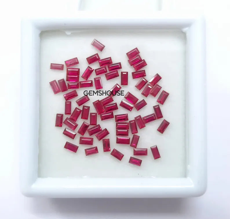 1.5x3MM, 2x3MM Natural Ruby faceted Baguette Cut loose Gemstone, AAA Red Ruby Faceted Baguette Loose Calibrated Cut Gemstone For jewelry