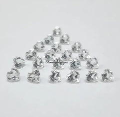 3MM, 4MM, 5MM Natural White Topaz Faceted Heart Cut Gemstone, AAA White Topaz Faceted Heart Loose Calibrated Cut Stone for jewelry