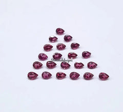 2x3MM, 3x4MMNatural Rhodolite Faceted Pear Cut Gemstone, AAA Pink Rhodolite faceted Pear Loose Calibrated Cut Gemstone for jewelry