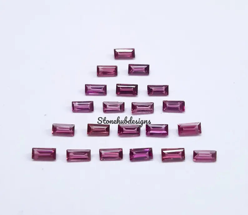 1.5x3MM, 2x3MM Natural Rhodolite Garnet Faceted Baguette Cut Gemstone, AAA Pink Rhodolite faceted Baguette Loose Cut Gemstone for jewelry