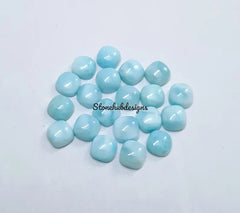 8MM, 9MM, 10MM Natural Larimar Cushion Cabochon Gemstone, AAA larimar Smooth Cushion Cabs Flat Back Gemstone for jewelry