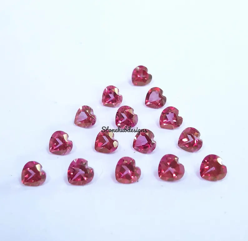 3MM, 4MM, 5MM, 6MM, 7MM Natural Pink Topaz Faceted Heart Gemstones, AAA Pink Topaz Faceted Heart Loose Calibrated Cut Stone For Jewelry
