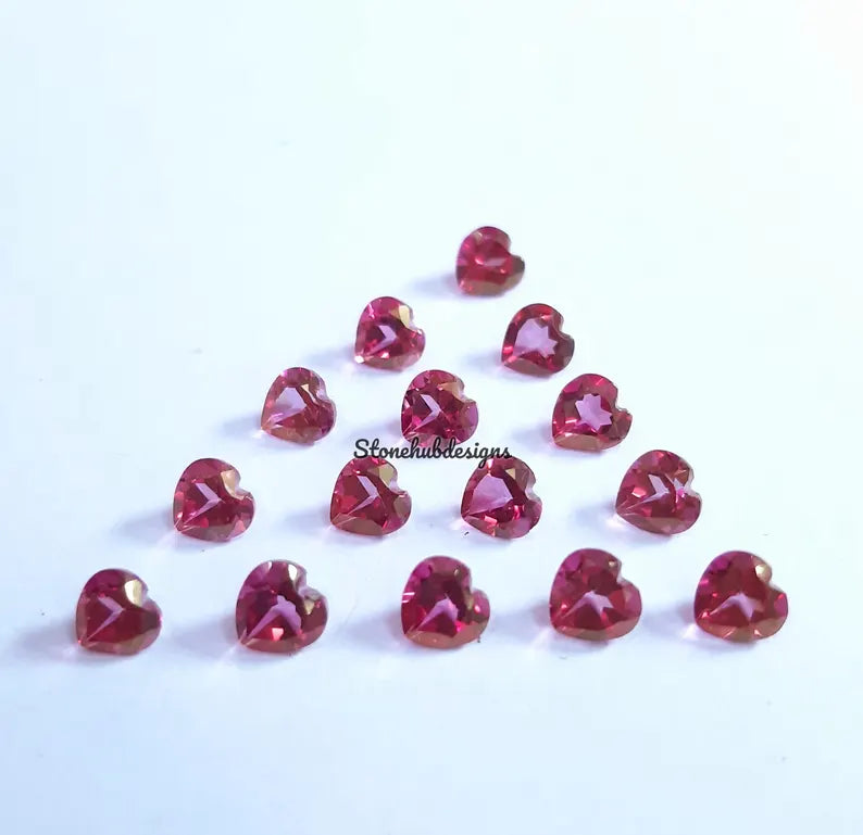 3MM, 4MM, 5MM, 6MM, 7MM Natural Pink Topaz Faceted Heart Gemstones, AAA Pink Topaz Faceted Heart Loose Calibrated Cut Stone For Jewelry
