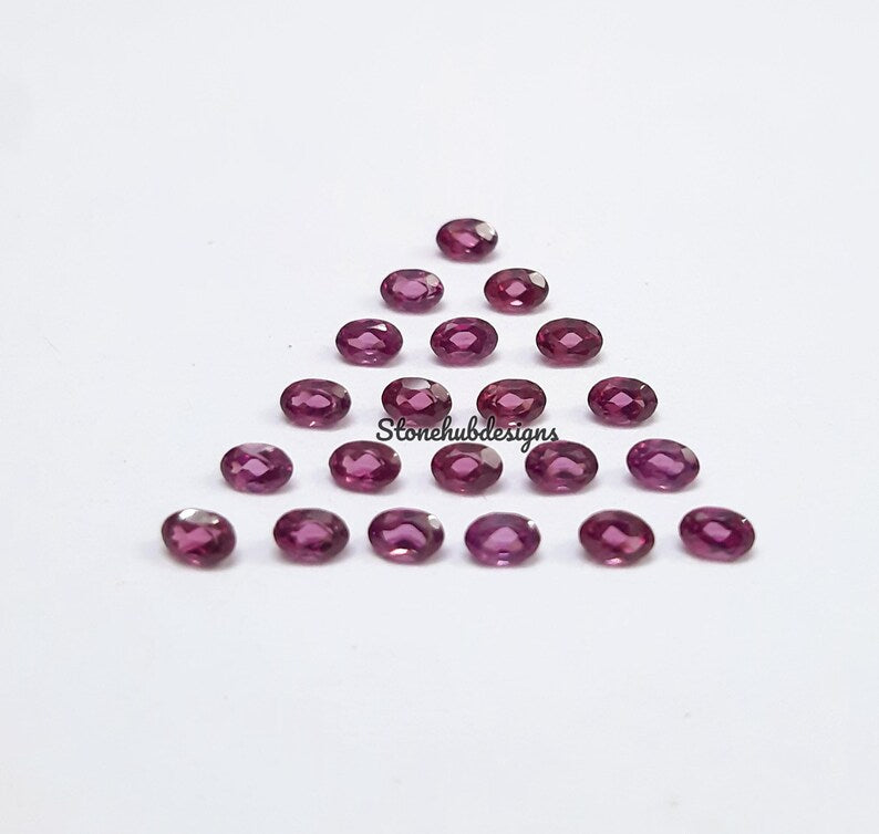 2x3MM, 3x4MM Natural Rhodolite Faceted Oval Cut Gemstone, AAA Pink Rhodolite faceted Oval Loose Calibrated Cut Gemstone for jewelry