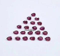 2x3MM, 3x4MMNatural Rhodolite Faceted Pear Cut Gemstone, AAA Pink Rhodolite faceted Pear Loose Calibrated Cut Gemstone for jewelry