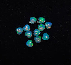 4MM, 5MM, 6MM Natural Ethiopian Opal Heart shape Cabochon Gemstone, AAA Ethiopian Opal Multi Fire Smooth Hearts Cabs loose stone for jewelry