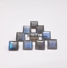 7MM, 8MM Natural Labradorite Faceted Square Cut Stone, AAA Labradorite Faceted Square Loose Calibrated Blue flashy Cut Stone For jewelry