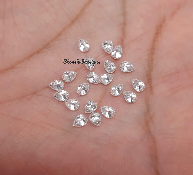 1.5x3MM, 2x3MM, 2x4MM, 3x4MM Moissanite Faceted Pear Cut Gemstone, D Color AAA White Loose Moissanite Faceted Pear Cut Gemstone For Jewelry