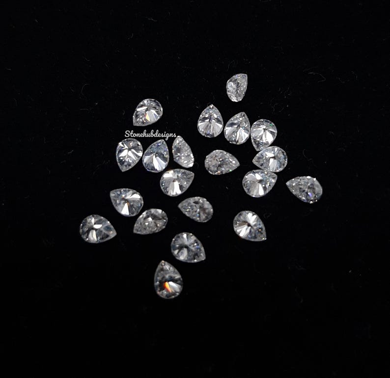 1.5x3MM, 2x3MM, 2x4MM, 3x4MM Moissanite Faceted Pear Cut Gemstone, D Color AAA White Loose Moissanite Faceted Pear Cut Gemstone For Jewelry