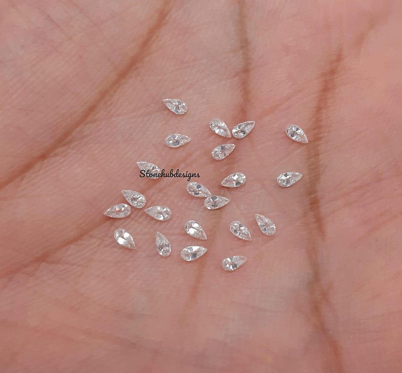 1.5x3MM, 2x3MM, 2x4MM, 3x4MM Moissanite Faceted Pear Cut Gemstone, D Color AAA White Loose Moissanite Faceted Pear Cut Gemstone For Jewelry