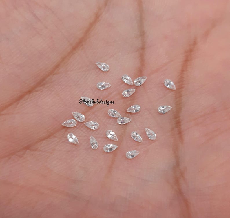 1.5x3MM, 2x3MM, 2x4MM, 3x4MM Moissanite Faceted Pear Cut Gemstone, D Color AAA White Loose Moissanite Faceted Pear Cut Gemstone For Jewelry