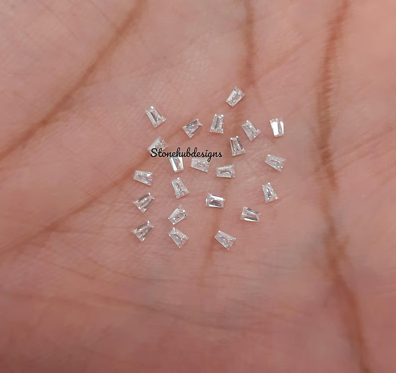 2x1.5x1MM, 2.5x1.5x1MM, 3x1.5x1MM, 3.5x1.5x1MM, 3x2x1MM Moissanite Faceted Taper AAA D Color Loose Calibrated Taper Gemstone For Jewelry