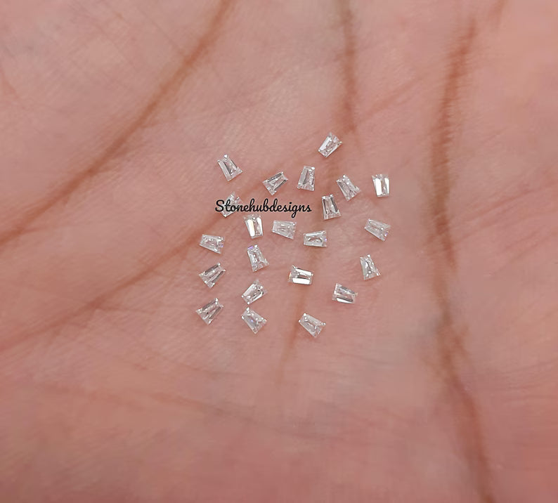 2x1.5x1MM, 2.5x1.5x1MM, 3x1.5x1MM, 3.5x1.5x1MM, 3x2x1MM Moissanite Faceted Taper AAA D Color Loose Calibrated Taper Gemstone For Jewelry