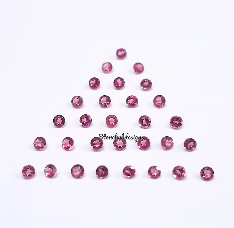1MM, 1.25MM, 1.50MM, 1.75MM, 2MM Natural Pink Tourmaline Faceted Round Cut Stone, AAA Pink Tourmaline Round Loose Calibrated Cut for jewelry