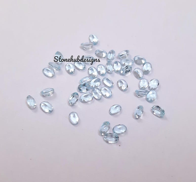 2x3MM, 3x4MM Natural Sky Blue Topaz Faceted Oval Cut Gemstone, AAA Sky Topaz Faceted Oval Loose Calibrated Cut Stone For Jewelry