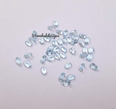 2x3MM, 3x4MM Natural Sky Blue Topaz Faceted Oval Cut Gemstone, AAA Sky Topaz Faceted Oval Loose Calibrated Cut Stone For Jewelry