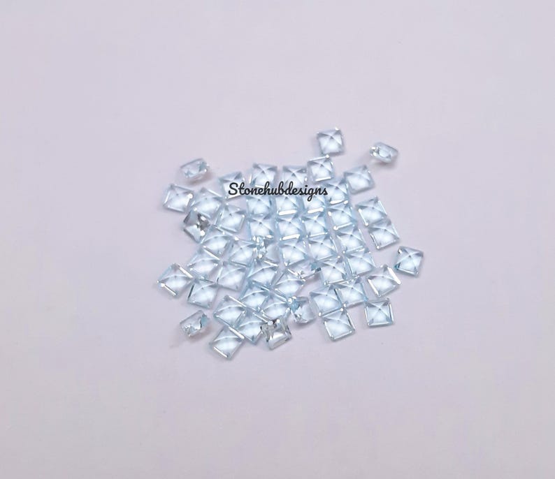 2MM, 2.5MM Natural Sky Blue Topaz Faceted Square Cut Stone, AAA Sky Blue Topaz Faceted Square Loose Calibrated Cut Gemstone For Jewelry