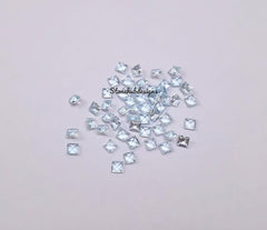 2MM, 2.5MM Natural Sky Blue Topaz Faceted Square Cut Stone, AAA Sky Blue Topaz Faceted Square Loose Calibrated Cut Gemstone For Jewelry