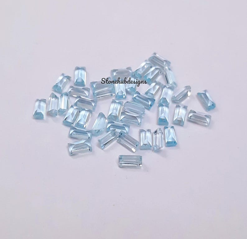 1.5x3MM, 2x3MM Natural Sky Blue Topaz Faceted Baguette Cut Gemstone, AAA Sky Topaz Faceted Baguette Loose Calibrated Cut Stone For Jewelry