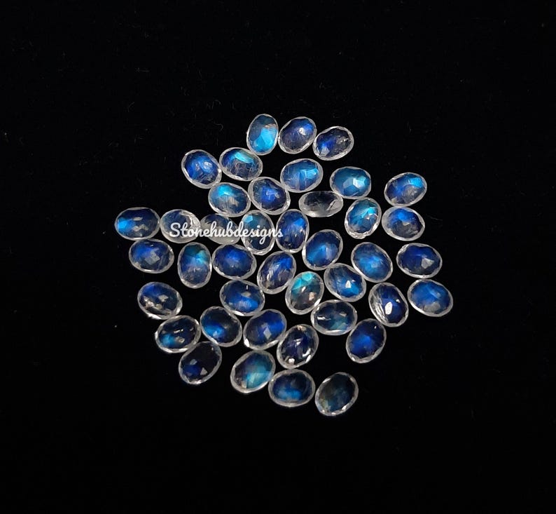 2x3MM, 3x4MM, 3x5MM, 4x6MM Natural Moonstone Faceted Oval Gemstone, AAA Moonstone Faceted Oval Blue Flash Calibrated Gemstone for Jewelry