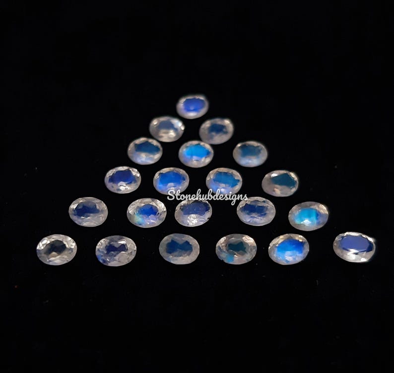 2x3MM, 3x4MM, 3x5MM, 4x6MM Natural Moonstone Faceted Oval Gemstone, AAA Moonstone Faceted Oval Blue Flash Calibrated Gemstone for Jewelry