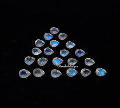 2x3MM, 3x4MM, 3x5MM, 4x6MM Natural Moonstone Faceted Pear Gemstone, AAA Moonstone Faceted Pear Blue Flash Calibrated Gemstone for Jewelry