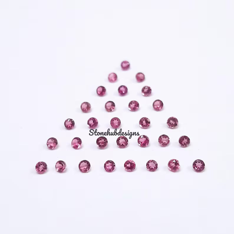 1MM, 1.25MM, 1.50MM, 1.75MM, 2MM Natural Pink Tourmaline Faceted Round Cut Stone, AAA Pink Tourmaline Round Loose Calibrated Cut for jewelry