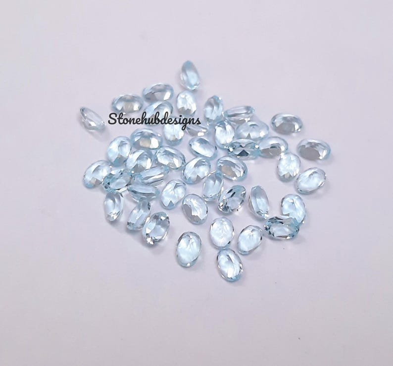 2x3MM, 3x4MM Natural Sky Blue Topaz Faceted Oval Cut Gemstone, AAA Sky Topaz Faceted Oval Loose Calibrated Cut Stone For Jewelry