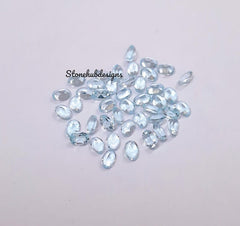 2x3MM, 3x4MM Natural Sky Blue Topaz Faceted Oval Cut Gemstone, AAA Sky Topaz Faceted Oval Loose Calibrated Cut Stone For Jewelry