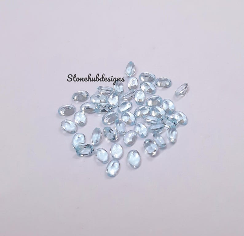 2x3MM, 3x4MM Natural Sky Blue Topaz Faceted Oval Cut Gemstone, AAA Sky Topaz Faceted Oval Loose Calibrated Cut Stone For Jewelry