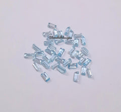 1.5x3MM, 2x3MM Natural Sky Blue Topaz Faceted Baguette Cut Gemstone, AAA Sky Topaz Faceted Baguette Loose Calibrated Cut Stone For Jewelry