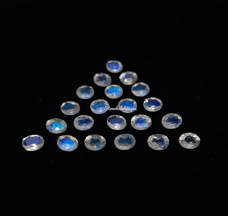 2x3MM, 3x4MM, 3x5MM, 4x6MM Natural Moonstone Faceted Oval Gemstone, AAA Moonstone Faceted Oval Blue Flash Calibrated Gemstone for Jewelry
