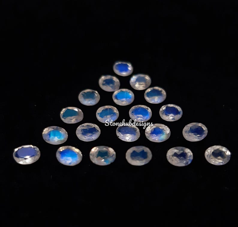 2x3MM, 3x4MM, 3x5MM, 4x6MM Natural Moonstone Faceted Oval Gemstone, AAA Moonstone Faceted Oval Blue Flash Calibrated Gemstone for Jewelry