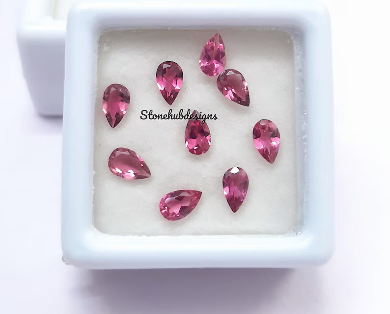 3x4MM, 3x5MM, 4x6MM Natural Pink Tourmaline Faceted Pear Cut Gemstone, AAA Pink Tourmaline Faceted Pear Calibrated Cut Stone for Jewelry