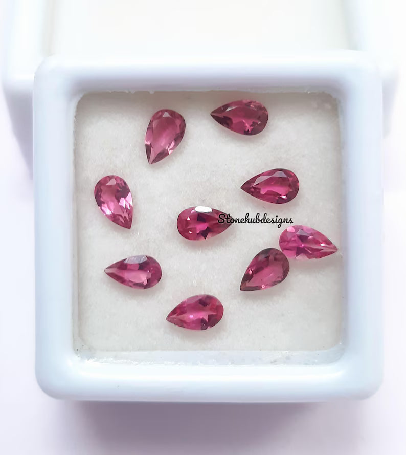 3x4MM, 3x5MM, 4x6MM Natural Pink Tourmaline Faceted Pear Cut Gemstone, AAA Pink Tourmaline Faceted Pear Calibrated Cut Stone for Jewelry