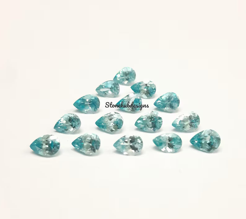 3x4MM, 3x5MM, 4x6MM, 5x7MM Natural AAA Blue Zircon Faceted Pear Loose Calibrated Cut Gemstone For Jewelry