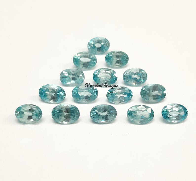 4x6MM, 5x7MM Natural AAA Blue Zircon Faceted Oval Loose Calibrated Cut Gemstone For Jewelry