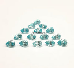 3x4MM, 3x5MM, 4x6MM, 5x7MM Natural AAA Blue Zircon Faceted Pear Loose Calibrated Cut Gemstone For Jewelry