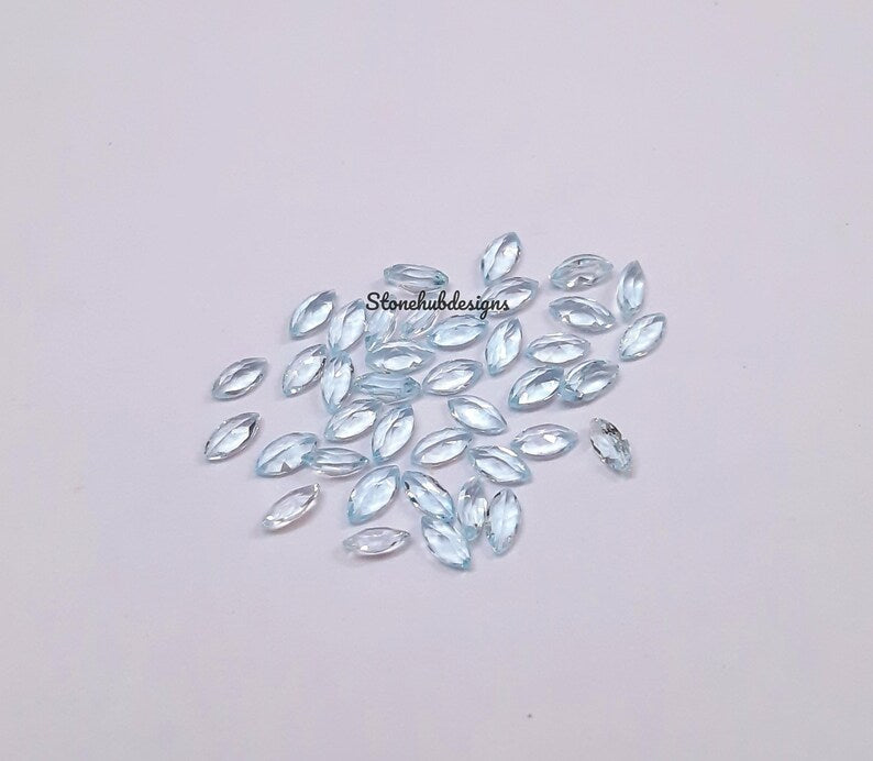 1.5x3MM, 2x3MM, 2x4MM Sky Topaz Faceted Marquise Cut Gemstone, AAA Sky Topaz faceted Marquise Calibrated Loose Cut Gemstone For Jewelry