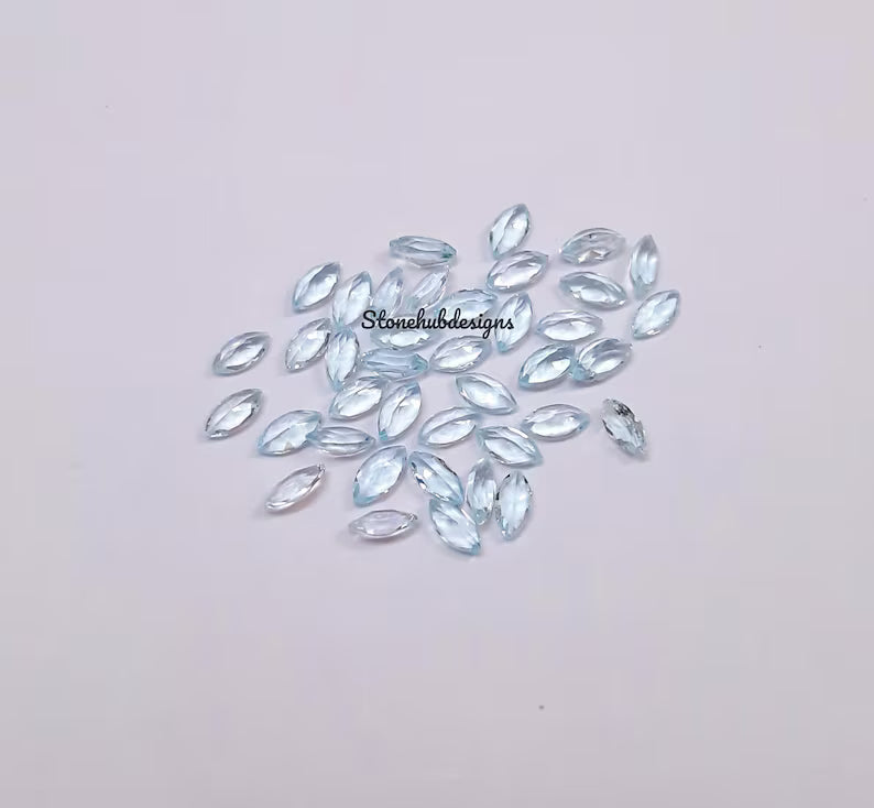 1.5x3MM, 2x3MM, 2x4MM Sky Topaz Faceted Marquise Cut Gemstone, AAA Sky Topaz faceted Marquise Calibrated Loose Cut Gemstone For Jewelry