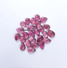 6x8MM, 6x9MM, 7x9MM, 7x10MM, 8x10MM Natural AAA Light Pink Tourmaline Smooth Pear Loose Calibrated Flat Back Cabochon Gemstone for jewelry
