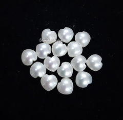 6MM Natural Fresh Water White Pearl Heart Cabochon Gemstone, AAA White Pearl Smooth Heart Cabochon Flat Back Loose Stone For Jewelry
