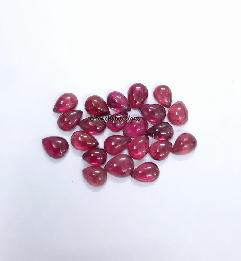 6x8MM, 6x9MM, 7x9MM, 7x10MM, 8x10MM Natural AAA Pink Tourmaline Smooth Pear Loose Calibrated Flat Back Cabochon Gemstone for jewelry