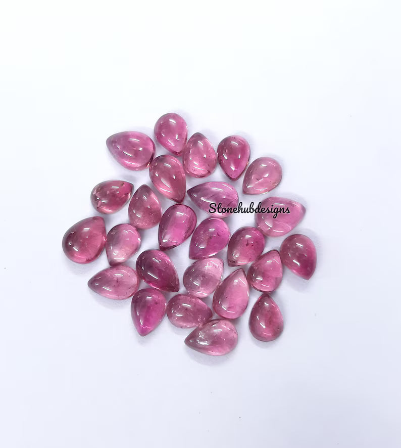 6x8MM, 6x9MM, 7x9MM, 7x10MM, 8x10MM Natural AAA Light Pink Tourmaline Smooth Pear Loose Calibrated Flat Back Cabochon Gemstone for jewelry