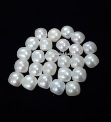 6MM, 7MM, 8MM Natural Fresh Water White Pearl Cushion Cabochon Gemstone, AAA White Pearl Cushion Flat back Cabochon Loose Stone For Jewelry
