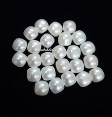6MM, 7MM, 8MM Natural Fresh Water White Pearl Cushion Cabochon Gemstone, AAA White Pearl Cushion Flat back Cabochon Loose Stone For Jewelry