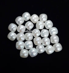 6MM, 7MM, 8MM Natural Fresh Water White Pearl Cushion Cabochon Gemstone, AAA White Pearl Cushion Flat back Cabochon Loose Stone For Jewelry