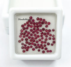 1.50MM, 1.75MM, 2MM Natural Red Ruby Faceted Round Loose Gemstones